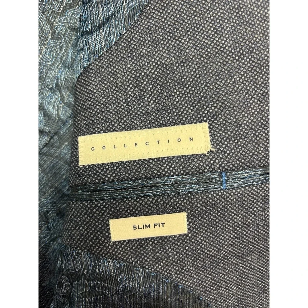 Joseph Abboud 40S 34x30 Navy Blue Birdseye 2pc Pant Suit Italian Flannel Wool